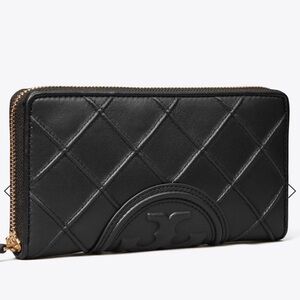 Tory Burch Black Quilted Zip Wallet